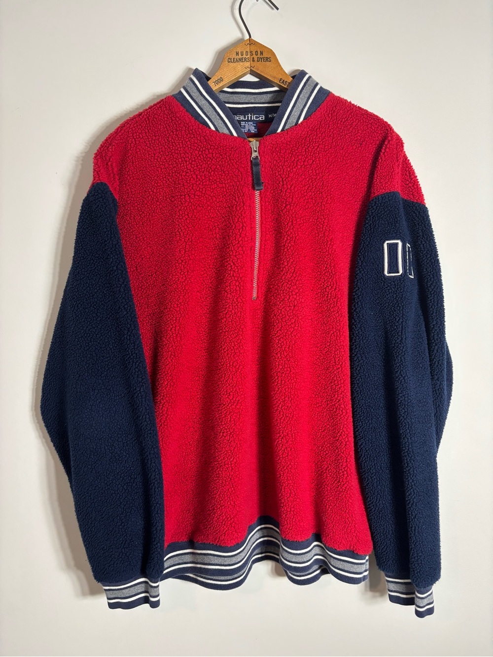 Vintage Nautica Deep Pile Fleece Jacket Varsity 90s Medium